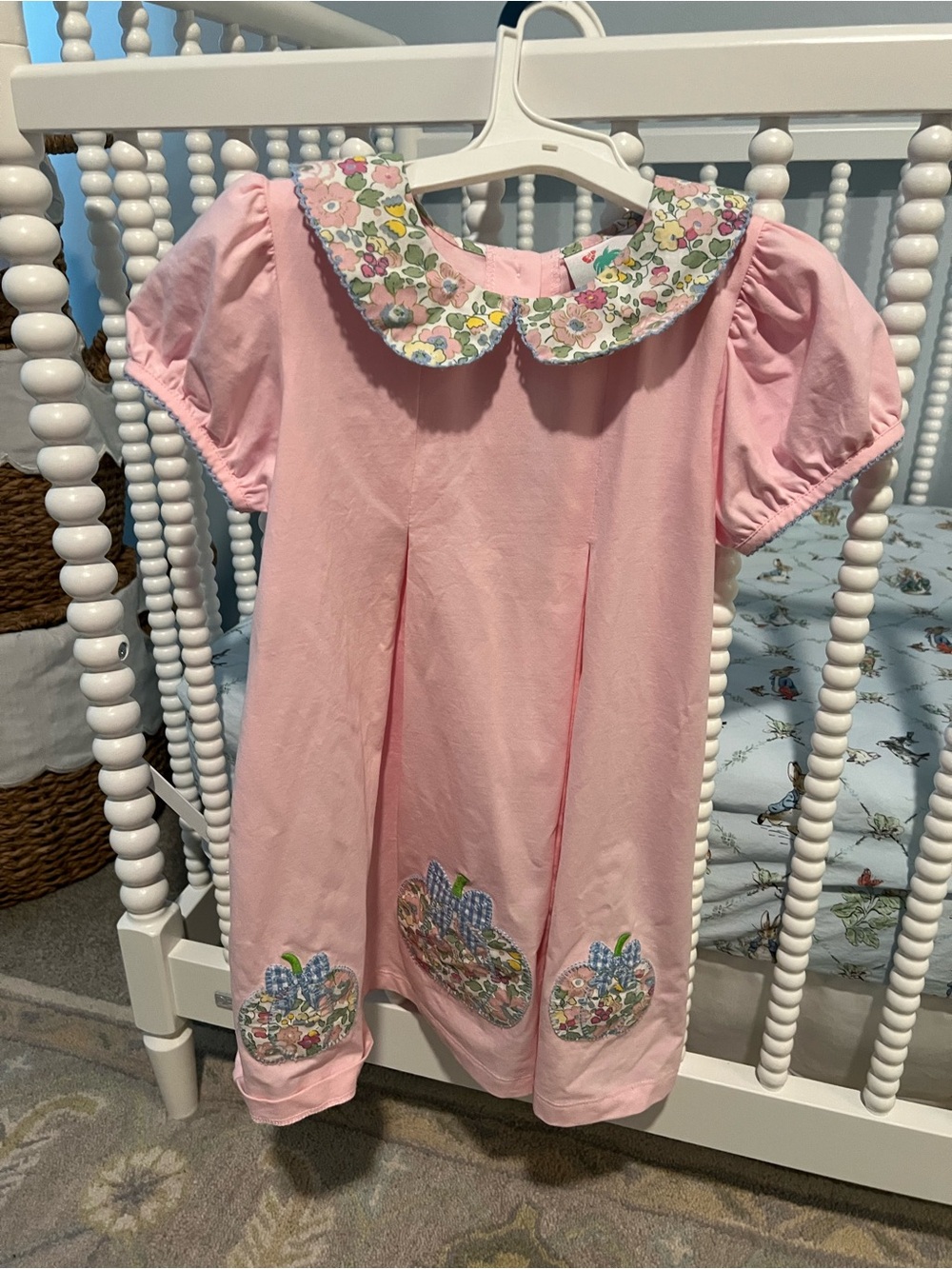 Pink Floral-Collar Girls' Nightgown - Soft Cotton Sleep Dress